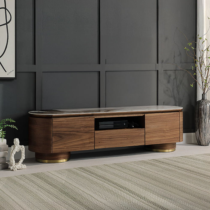 Willene - TV Stand With Ceramic Top - Dark Brown