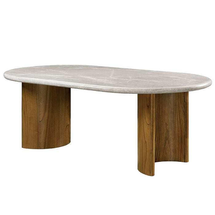 Darcy - Dining Table - Natural Marble Top & Dark Walnut Finish