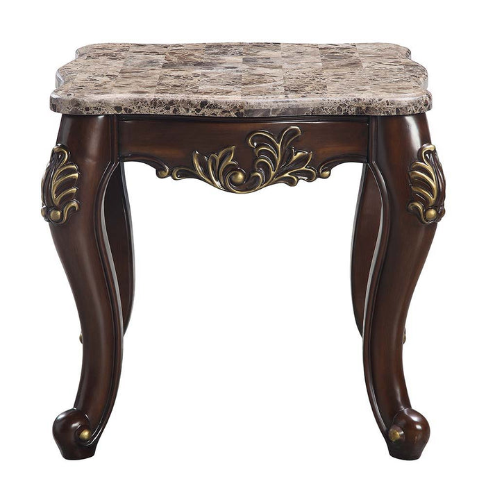 Ragnar - End Table - Marble Top & Cherry Finish