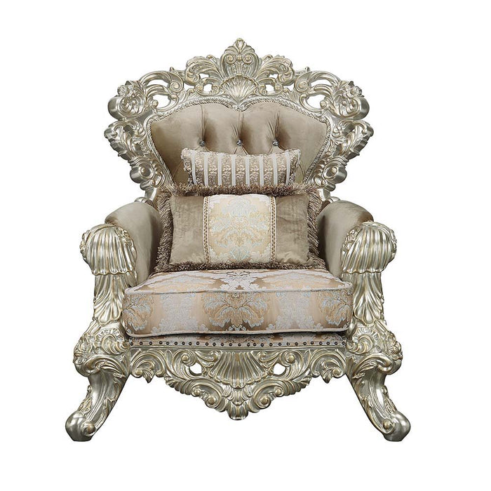 Sorina - Chair - Velvet, Fabric & Antique Gold Finish