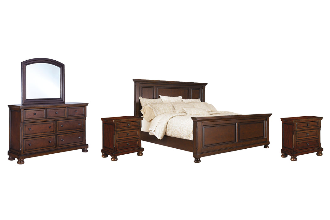 Porter  Panel Bed With Mirrored Dresser And 2 Nightstands