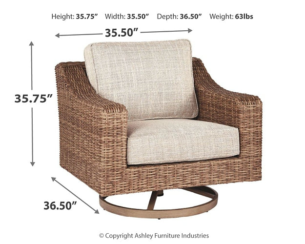 Beachcroft Outdoor Sofa and 2 Lounge Chairs with Fire Pit Table