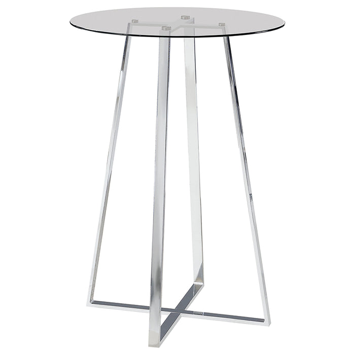 Zanella Round 30-inch Glass Top Bistro Bar Table Chrome