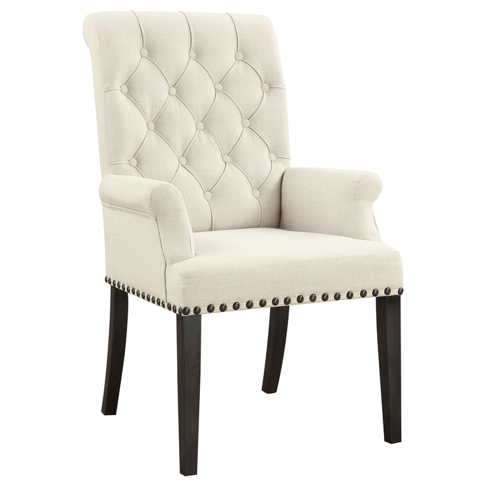 Alana Fabric Upholstered Dining Arm Chair Beige