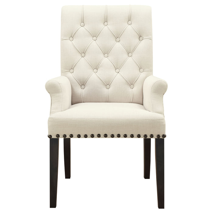 Alana Fabric Upholstered Dining Arm Chair Beige