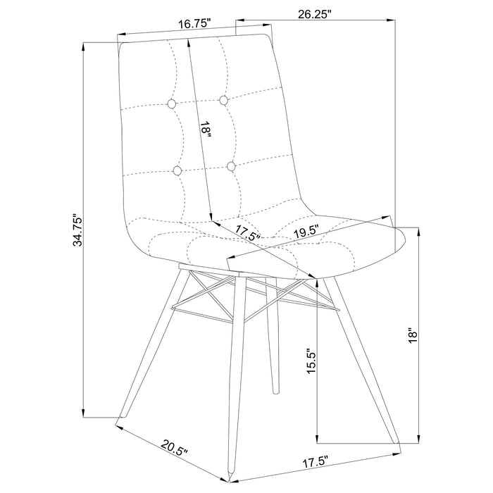 Aiken Upholstered Dining Side Chair Brown (Set of 4)