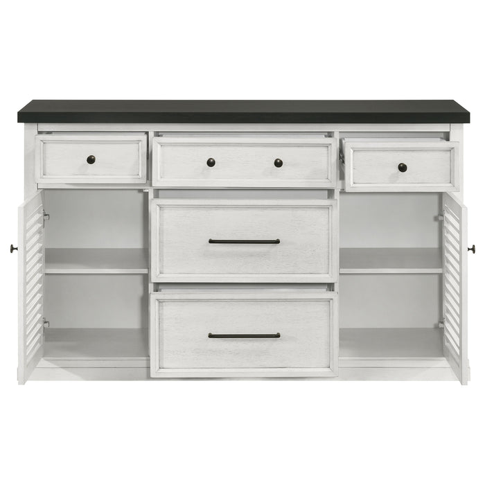 Aventine 5-drawer Dining Sideboard Buffet Cabinet with Cabinet Charcoal and Vintage Chalk