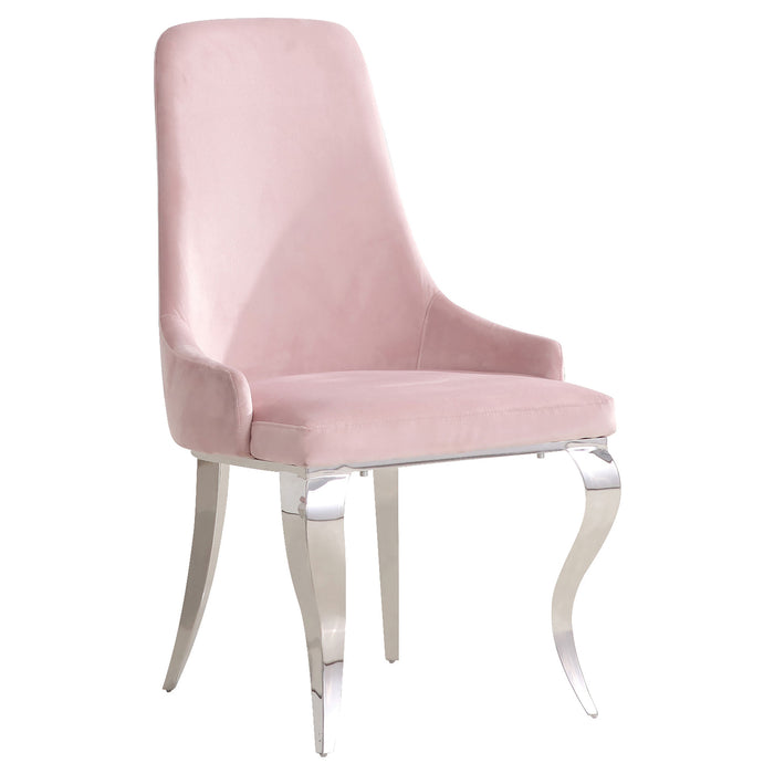 Antoine Velvet Upholstered Dining Side Chair Pink (Set of 2)