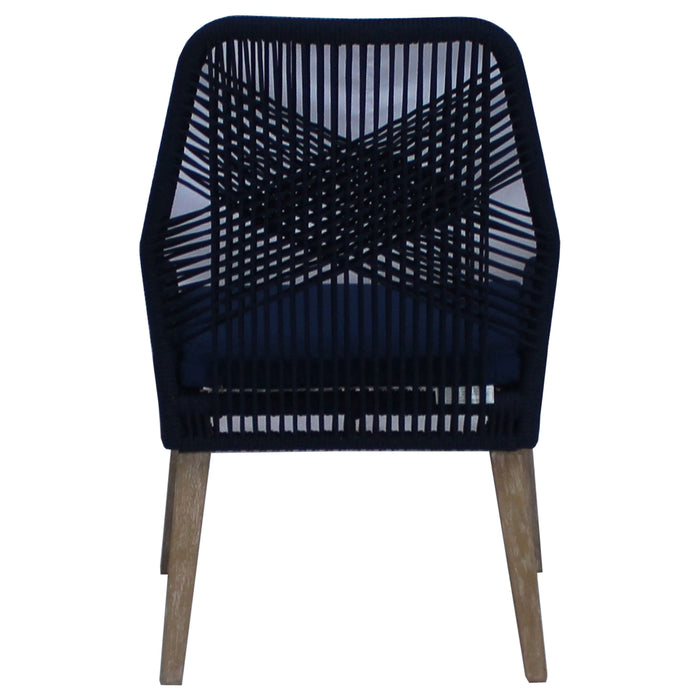 Nakia Woven Rope Dining Side Chairs Dark Navy (Set of 2)
