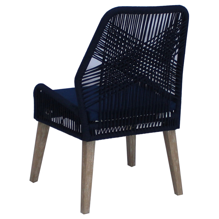 Nakia Woven Rope Dining Side Chairs Dark Navy (Set of 2)