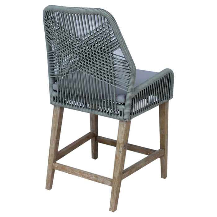 Nakia Woven Rope Counter Chair with Cushion Grey (Set of 2)