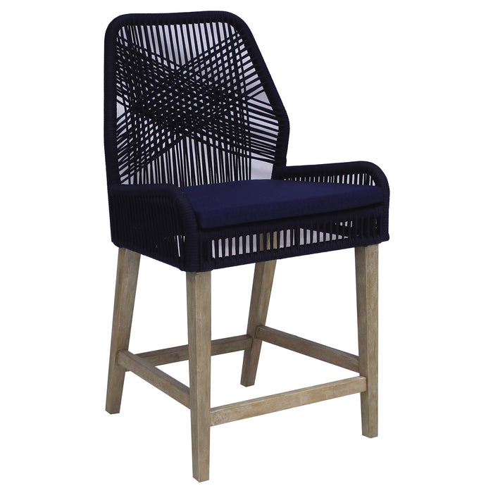 Nakia Woven Rope Counter Chair with Cushion Navy (Set of 2)