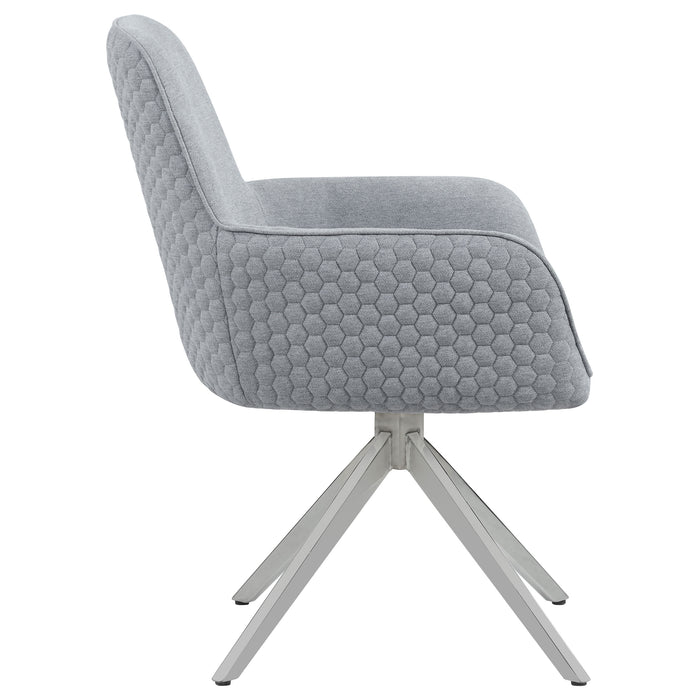Abby Fabric Upholstered Swivel Dining Arm Chair Light Grey