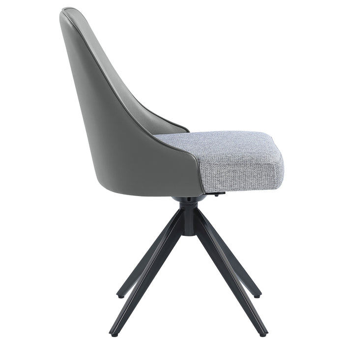 Paulita Upholstered Swivel Dining Side Chair Grey (Set of 2)