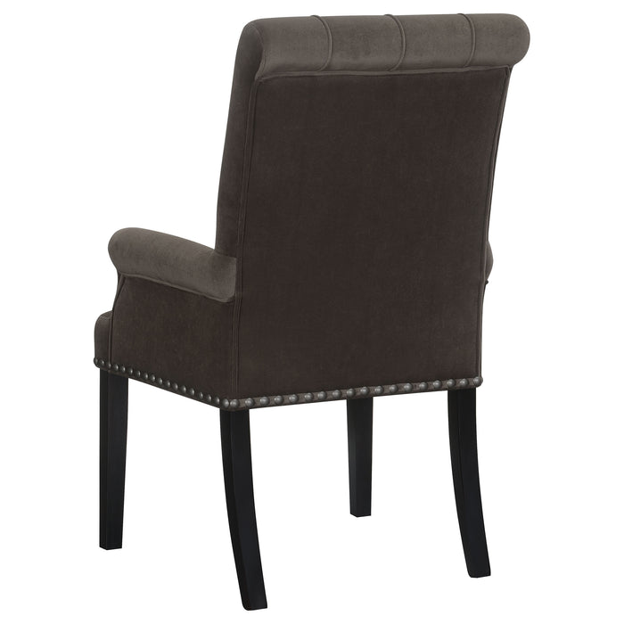 Alana Velvet Upholstered Dining Arm Chair Brown