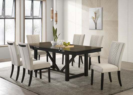 Malia 7-piece Refractory Extension Leaf Dining Table Set Oak