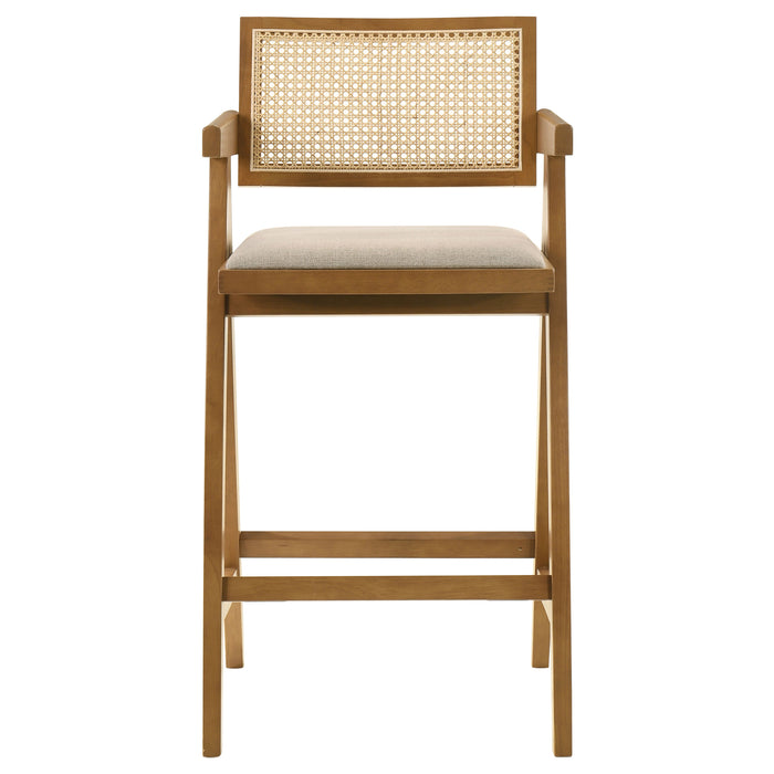 Kane Woven Rattan Wood Bar Chair Light Walnut (Set of 2)