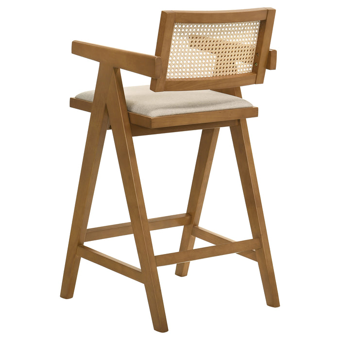 Kane Woven Rattan Wood Bar Chair Light Walnut (Set of 2)
