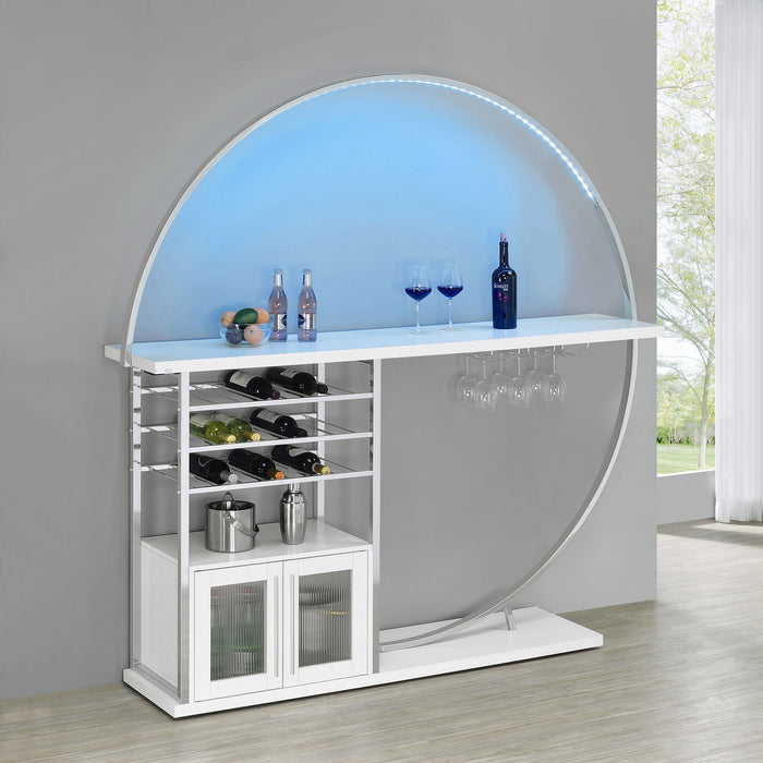 Risley 2-door Circular LED Home Bar Cabinet White High Gloss
