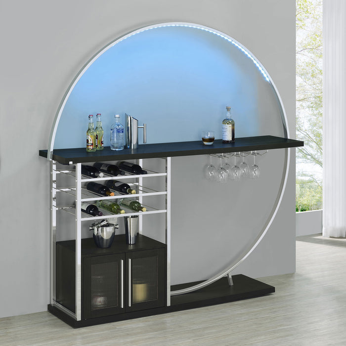 Risley 2-door Circular LED Home Bar Cabinet Dark Charcoal