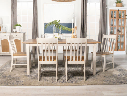 Kirby 7-piece Rectangular Dining Table Set Rustic Off White