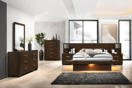 Jessica 4-piece Queen LED Bedroom Set Cappuccino