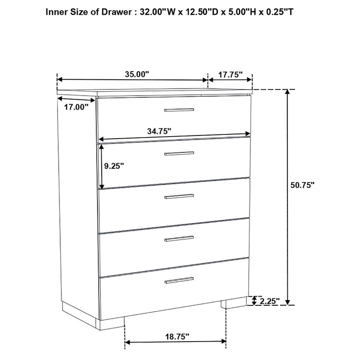 Felicity 5-piece Queen Bedroom Set White High Gloss