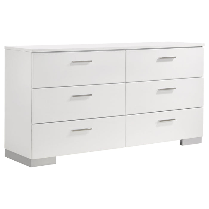 Felicity 6-drawer Dresser White High Gloss