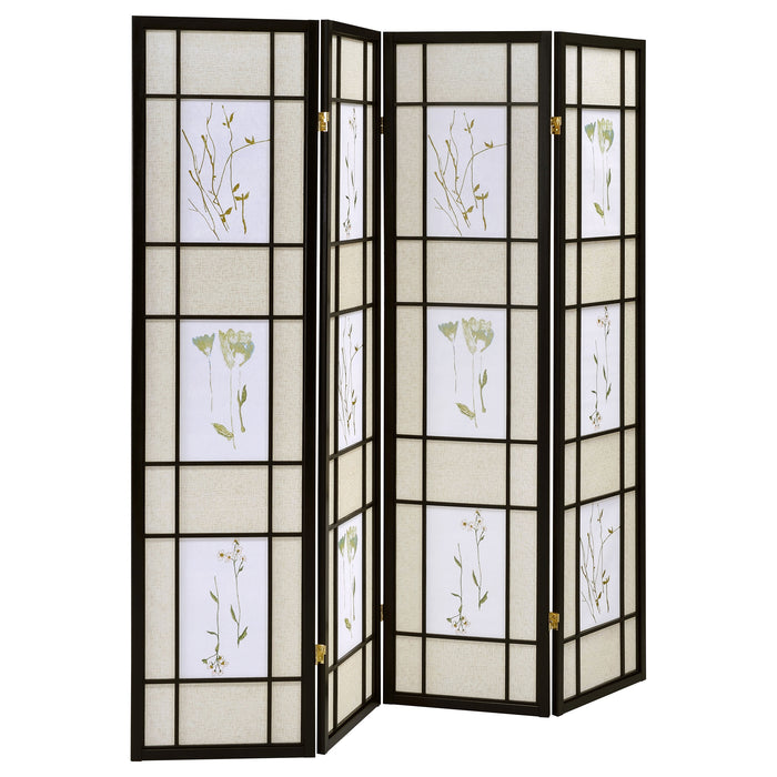 Catabella 4-Panel Room Divider Folding Shoji Screen Floral