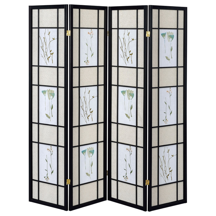Catabella 4-Panel Room Divider Folding Shoji Screen Floral