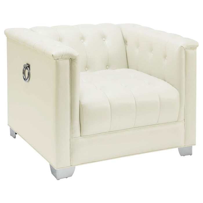 Chaviano 3-piece Upholstered Track Arm Sofa Set Pearl White