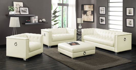Chaviano 4-piece Upholstered Track Arm Sofa Set Pearl White