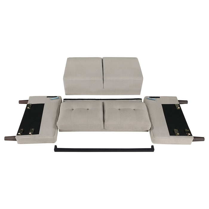 Bowen 3-piece Upholstered Track Arm Tufted Sofa Set Beige