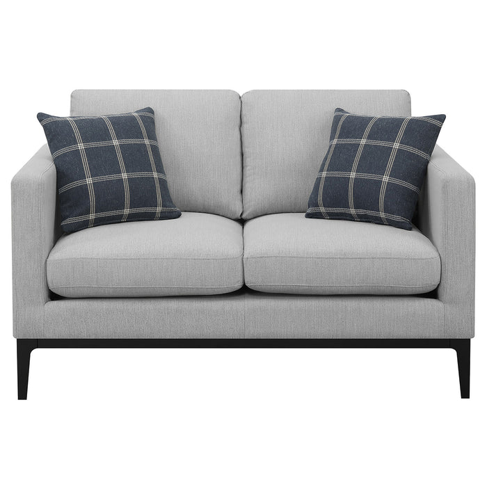 Apperson 3-piece Upholstered Track Arm Sofa Set Light Grey