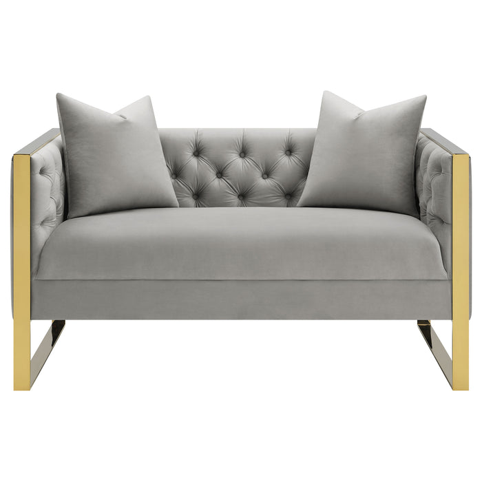 Eastbrook 2-piece Velvet Upholstered Tufted Sofa Set Grey