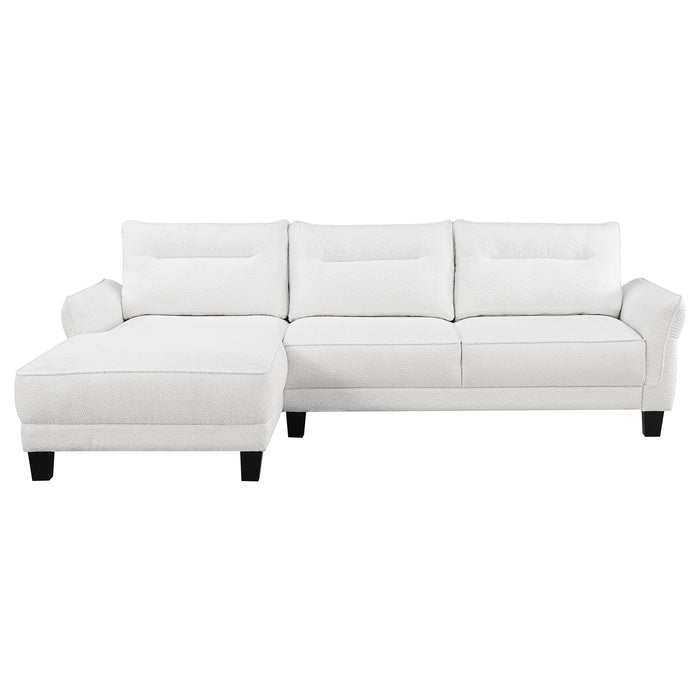 Caspian Upholstered Curved Arm Chaise Sectional Sofa White