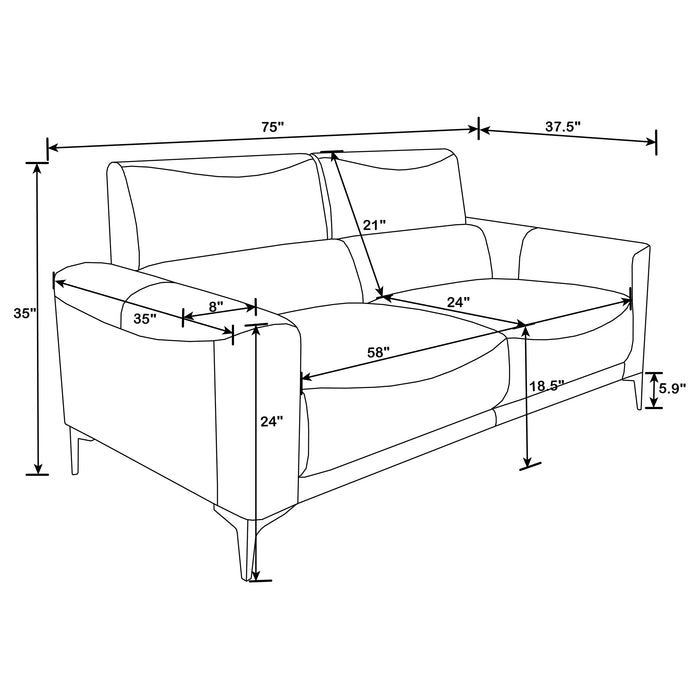 Glenmark 3-piece Upholstered Track Arm Sofa Set Taupe