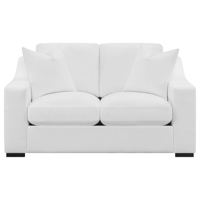 Ashlyn 3-piece Upholstered Sloped Arm Sofa Set White