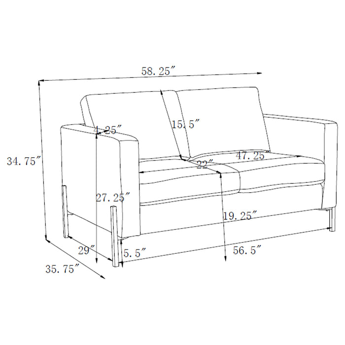 Tilly 2-piece Upholstered Track Arm Sofa Set Oatmeal