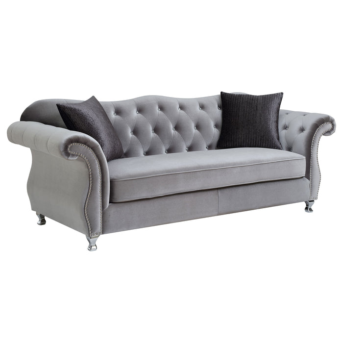 Frostine 3-piece Upholstered Tufted Sofa Set Silver