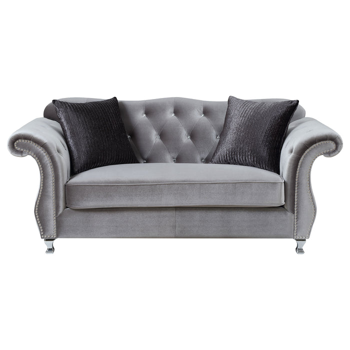 Frostine 3-piece Upholstered Tufted Sofa Set Silver