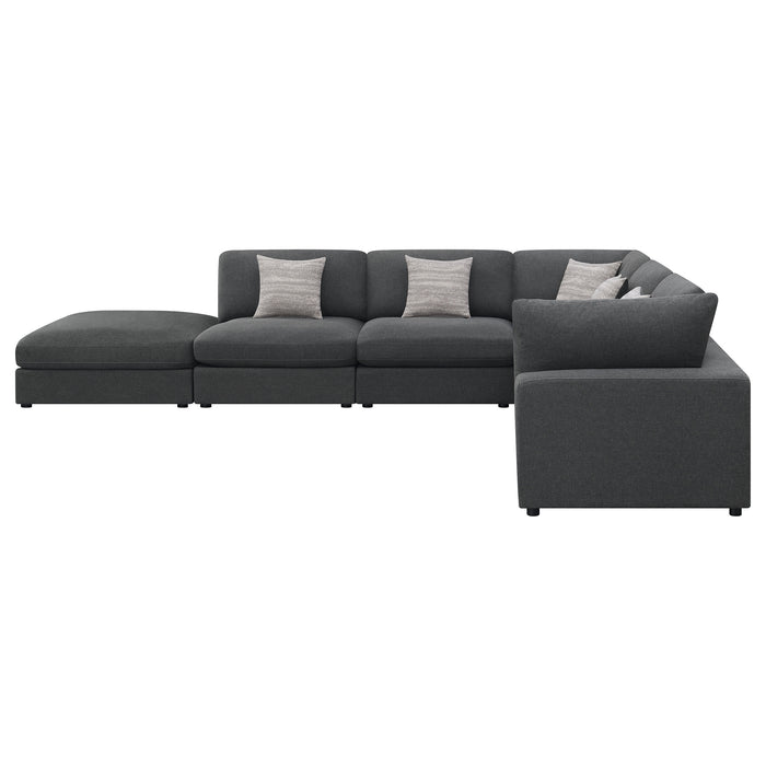 Serene 6-piece Upholstered Modular Sectional Sofa Charcoal