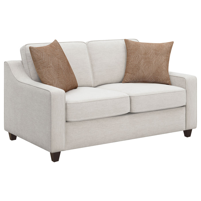 Christine 3-piece Upholstered Sloped Arm Sofa Set Beige