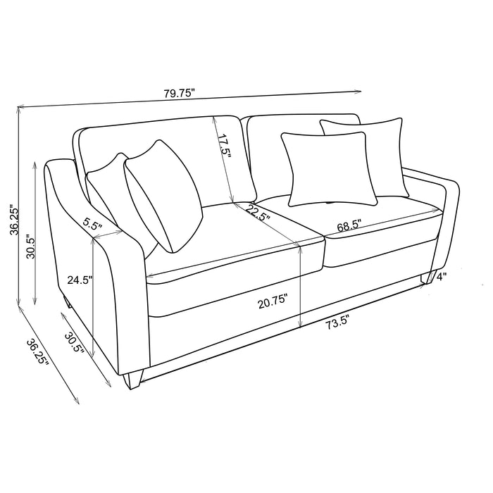 Christine 3-piece Upholstered Sloped Arm Sofa Set Beige