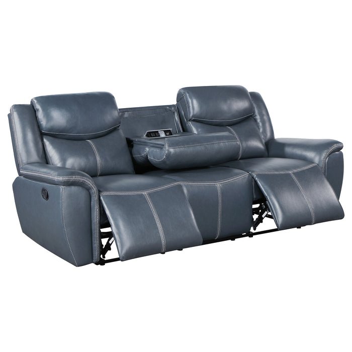 Sloane 2-piece Upholstered Reclining Sofa Set Blue