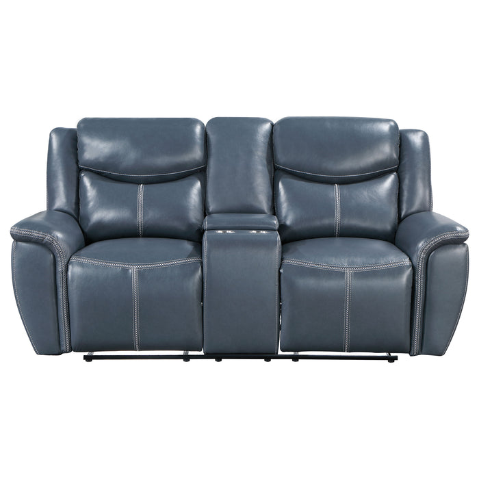 Sloane 2-piece Upholstered Reclining Sofa Set Blue