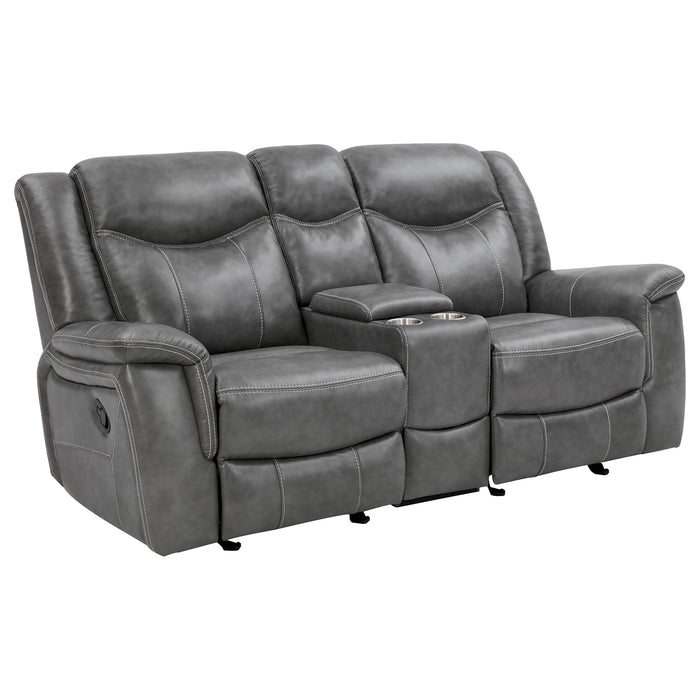 Conrad 2-piece Upholstered Padded Arm Motion Sofa Set Grey