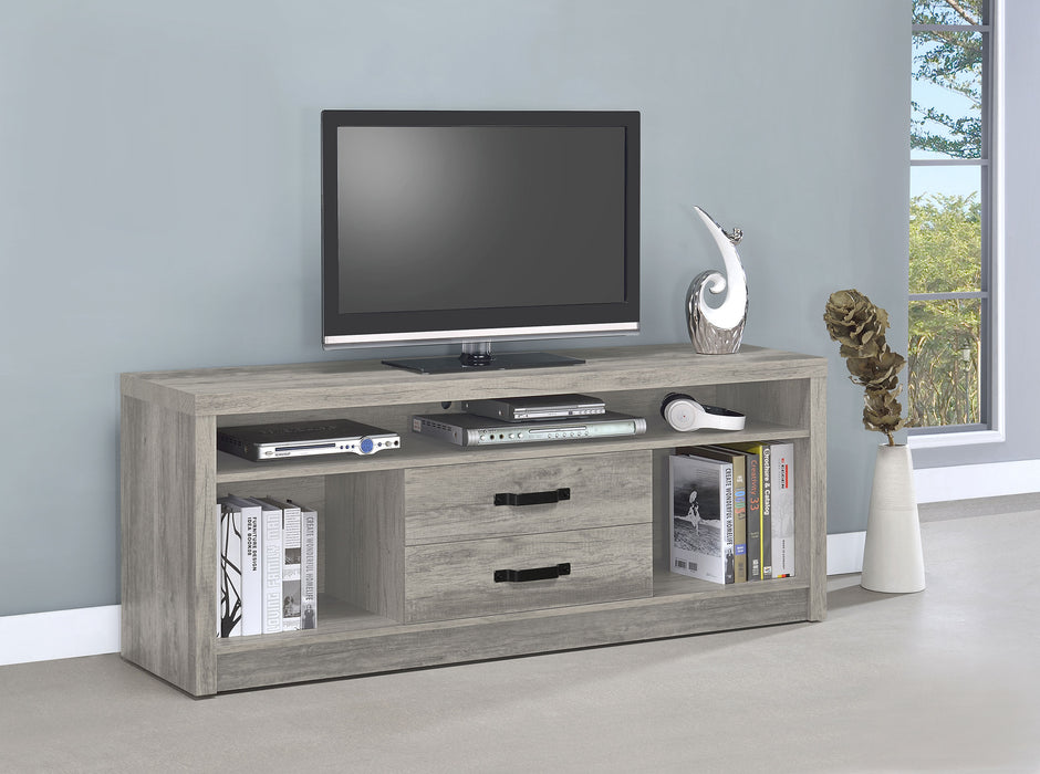 Burke 2-drawer Engineered Wood 59" TV Stand Grey Driftwood