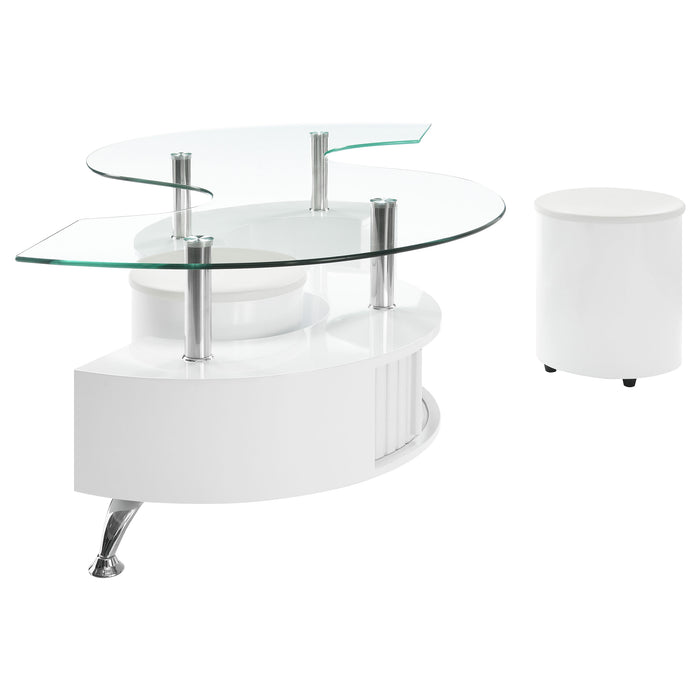 Buckley 3-piece Coffee Table and Stools Set White High Gloss