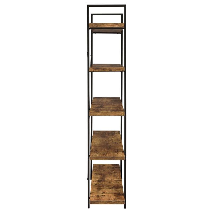 Cole 70-inch 5-shelf Bookshelf Rustic Nutmeg and Black